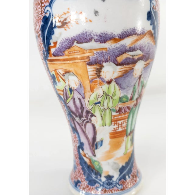 19th Century Chinese Export Rose Mandarin Palette Vase For Sale - Image 5 of 13