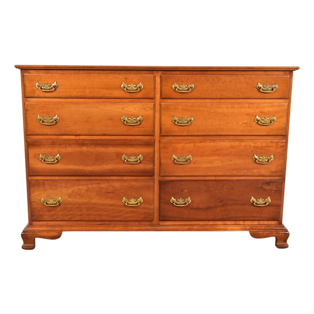 L. & J. G. Stickley Georgian Solid Cherry Wood Eight-Drawer Double Dresser, Circa 1950s For Sale