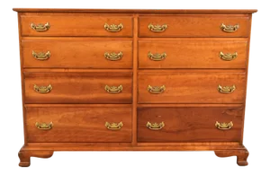 L. & J. G. Stickley Georgian Solid Cherry Wood Eight-Drawer Double Dresser, Circa 1950s