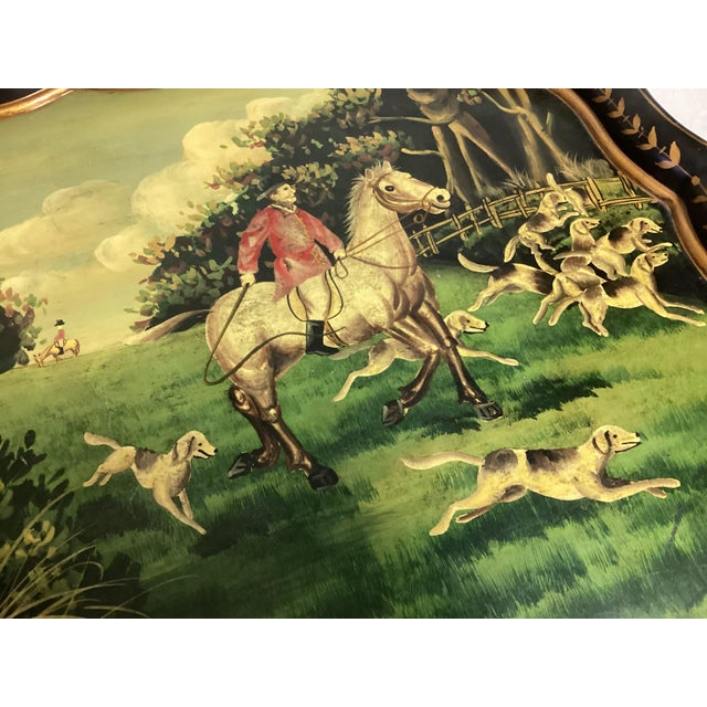 English Late 20th Century English Regency-Style Painted Wood Hunting Tray Table For Sale - Image 3 of 11