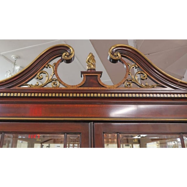 Pair of Karges Mahogany Chinese Chippendale Beveled Crystal Glass Cabinets For Sale - Image 15 of 17