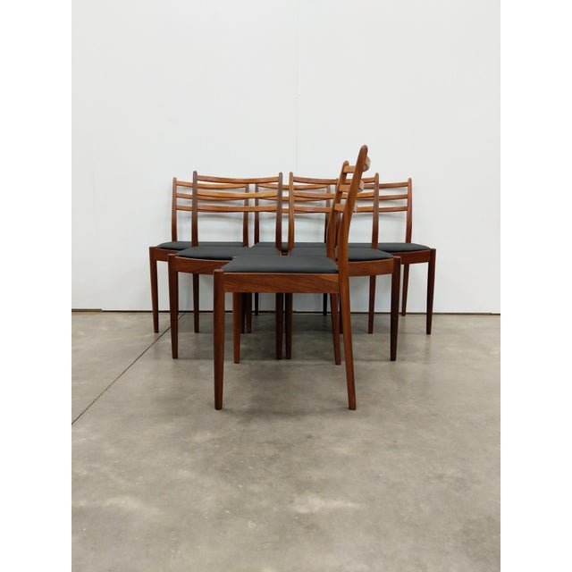 Set of 6 authentic vintage mid century modern dining chairs. By G Plan. Maker's label on bottoms. This set is in excellent...