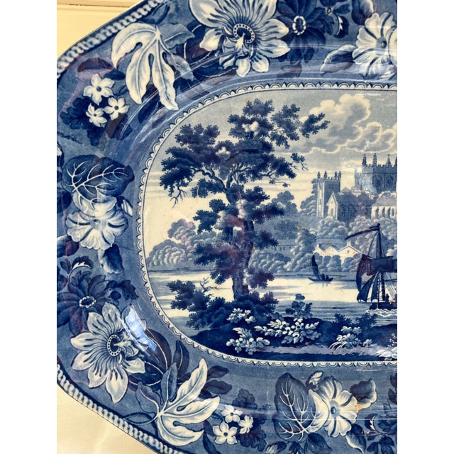 English Rare Rippon Yorkshire Ceramic Blue & White Platter, Circa 1830s For Sale - Image 3 of 12