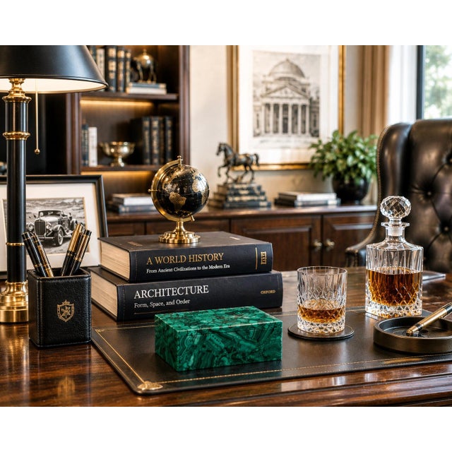 Modern Malachite Box Gemstone Box Peony Garden For Sale - Image 3 of 18