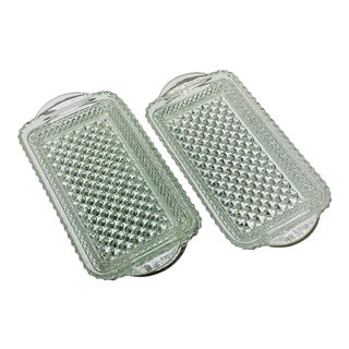Vintage 1950s Anchor Hocking Clear Glass Relish Trays Catchall - a Pair For Sale