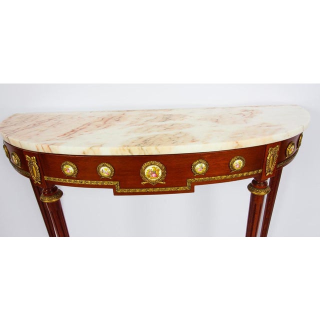 Ormolu & Porcelain Mounted Console Table & Mirror by Epstein, 20th Century, Set of 2 For Sale - Image 4 of 18