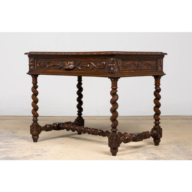 Late 19th Century French Henry II Carved Oak Writing Table For Sale - Image 9 of 18