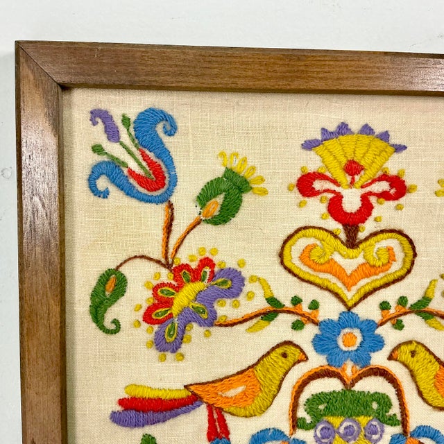 1930s Vintage Gustavian Arts & Crafts Americana Needlepoint Yarn Sampler, Framed. For Sale - Image 15 of 15
