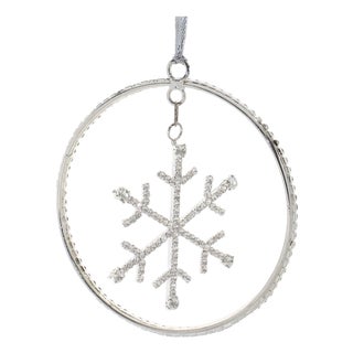 Jeweled Metal Hanging Snowflake Ornament (Set of 12) For Sale