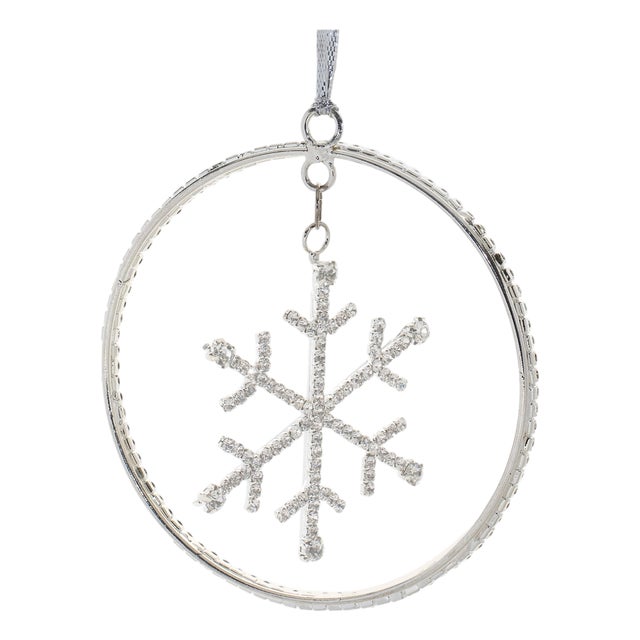 Jeweled Metal Hanging Snowflake Ornament (Set of 12) For Sale