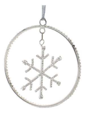 Jeweled Metal Hanging Snowflake Ornament (Set of 12)