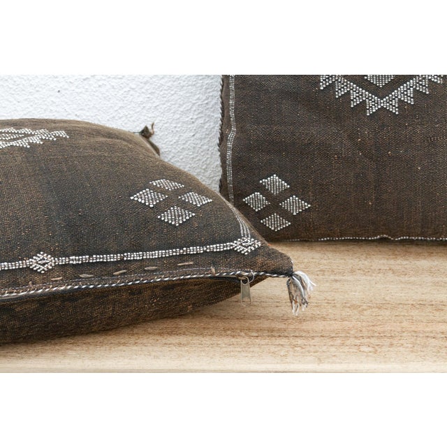 1990s Pair of Oasis Dusk Large Silk Rug Pillows For Sale - Image 5 of 8