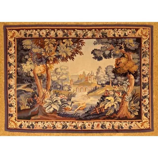 Circa 1910 Hand Woven French Aubusson Tapestry Wool On Cotton Excellent Condition Meter Size 145 x 196