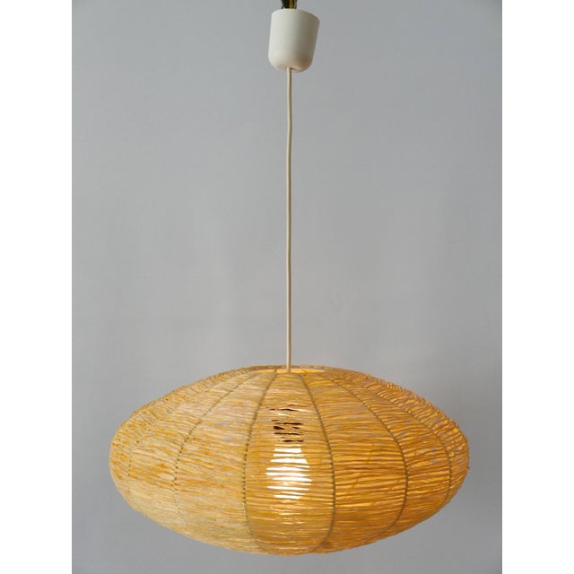 Large Mid-Century Modern Raffia Bast Pendant Lamp or Hanging Light, Germany, 1970s For Sale - Image 10 of 18