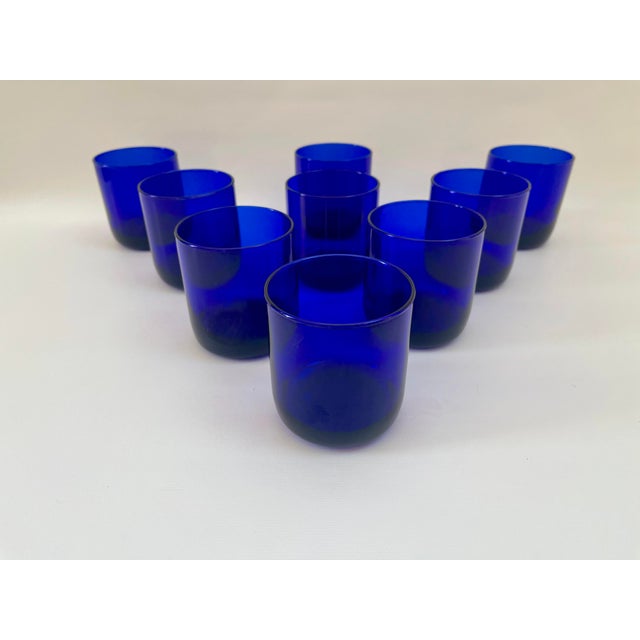 Blue Vintage Cobat Blue Rocks Glasses - Set of 9 For Sale - Image 8 of 8