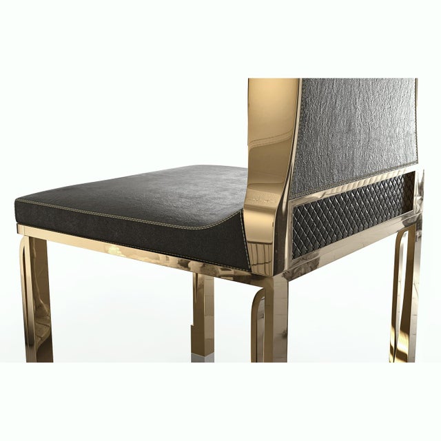 Bronze "Pagina" Chair With Bronze and Tailor Made Leather For Sale - Image 8 of 9