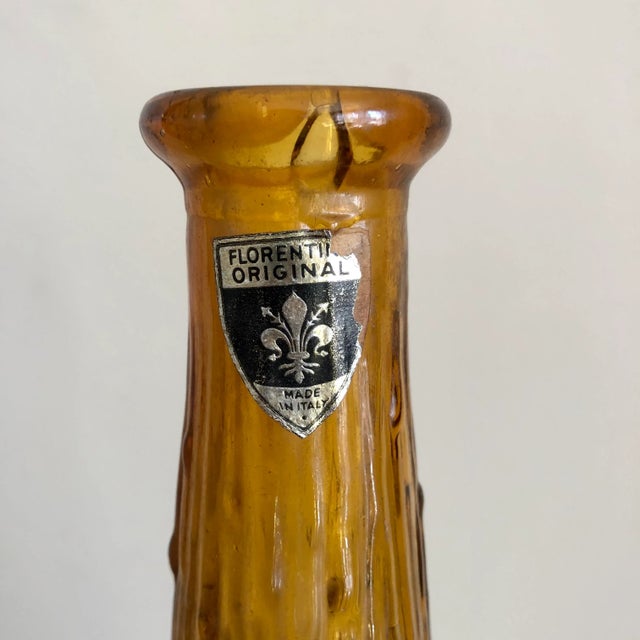 Mid 20th Century Amber Faux Bamboo Italian Art Glass Decanter For Sale In Buffalo - Image 6 of 7