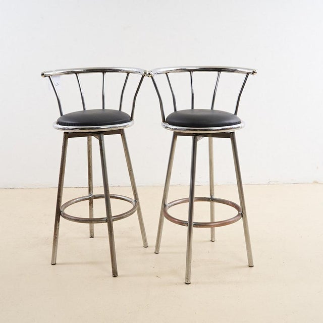 Chrome Stools, 1970s, Set of 2 For Sale - Image 4 of 4