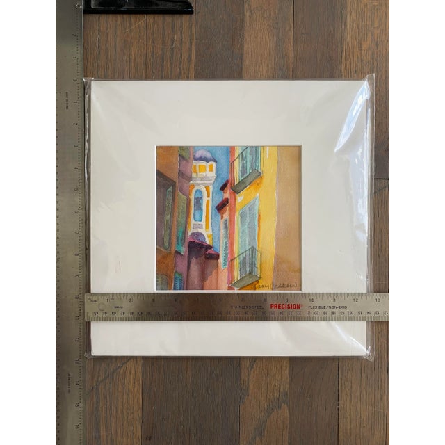 Late 20th Century Signed Watercolor Painting of an Alley Scene For Sale - Image 4 of 5