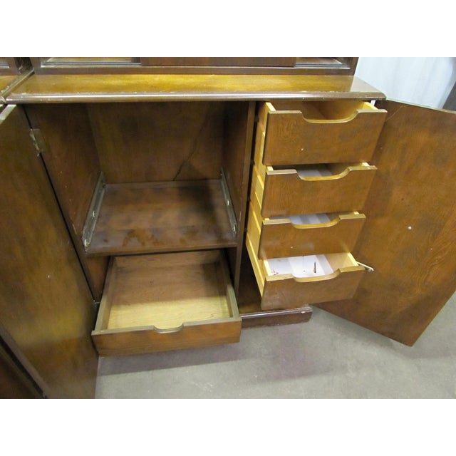 Mid 20th Century Pair of Traditional Two Section Wooden Storage Cabinets For Sale - Image 4 of 9