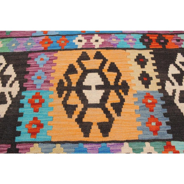 Textile Shabby Chic Kilim Blue Rust Wool Rug - 8'3" X 11'2" For Sale - Image 7 of 7