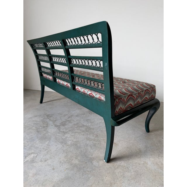 1970’s Hollywood Regency Green Painted Loveseat / Settee For Sale In Miami - Image 6 of 12