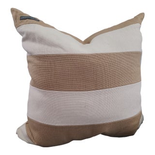 Ryan Studio 22 X 22 Pillow Ivory Taupe Striped Linen Feather/Down Insert Usa For Sale