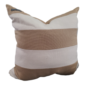 Ryan Studio 22 X 22 Pillow Ivory Taupe Striped Linen Feather/Down Insert Usa