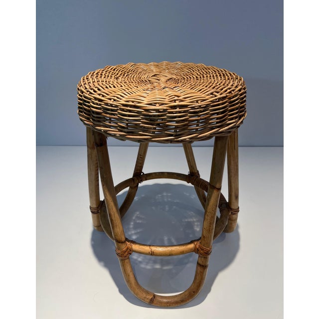 French Rattan Stool, Circa 1950 For Sale - Image 4 of 8