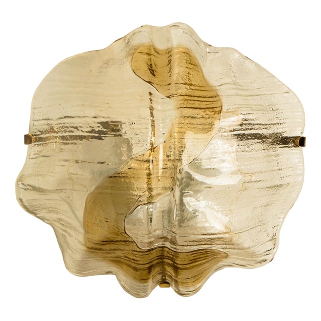 Amber and Clear Glass Wall Light attributed to J. T. Kalmar, 1970 For Sale