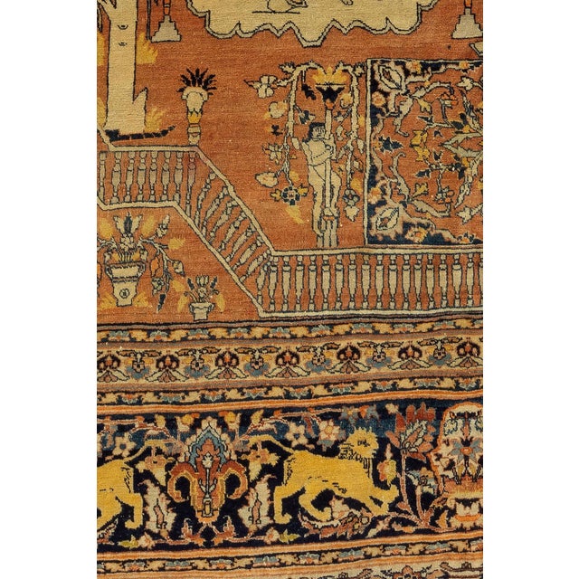 Late 20th Century Hadji Jalili Tabriz Animal Pictorial Prayer Rug For Sale - Image 14 of 18