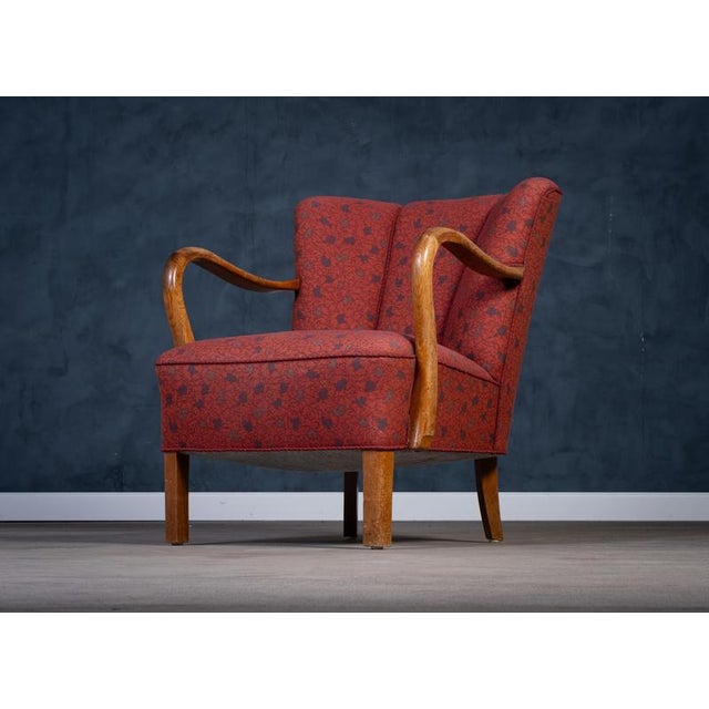 Danish Art Deco Style Lounge Chair attributed to Viggo Boesen, 1950s For Sale - Image 3 of 10