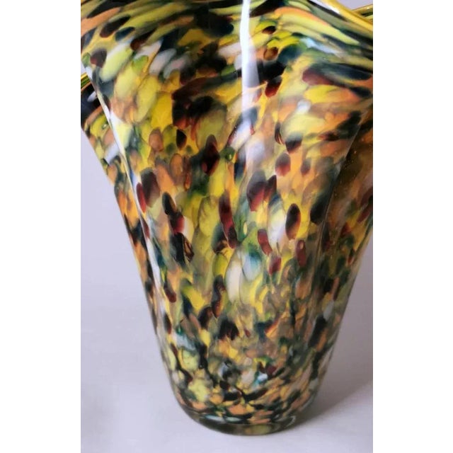 Black Multicolored Murano Glass Mod. Handkerchief Vase in the style of Venini, 1970 For Sale - Image 8 of 13