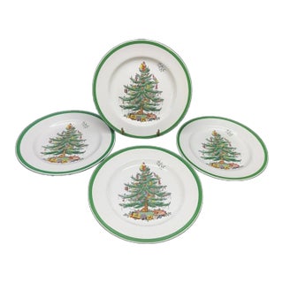 1990s Spode "Christmas Tree" England Dinner Plates -Set of 4 For Sale
