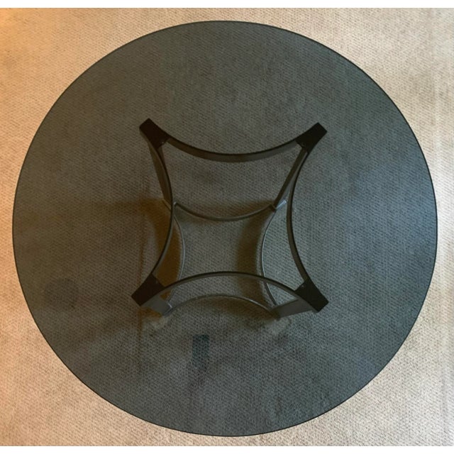 Modern Aluminum Base and Round Smoky Glass Top Dining Table For Sale In Los Angeles - Image 6 of 7