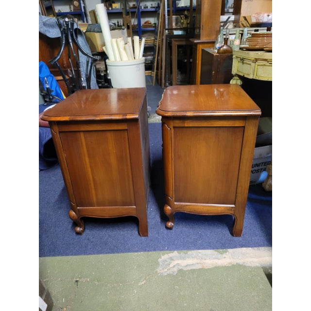 Fine Pair of French 3 Drawer Cherry Wood Nightstands For Sale - Image 4 of 11