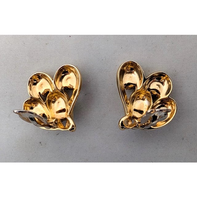 Vintage 1960s Signed Jomaz Goldtone Faux-Topaz Clip Earrings-2 Pieces For Sale - Image 9 of 9
