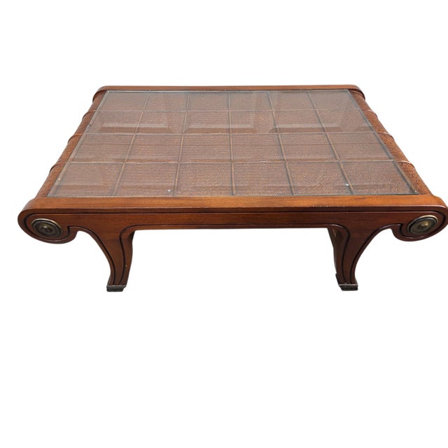 Brown 1990s Tommy Bahama Lexington Cane Coffee Table British Colonial Classical Revival For Sale - Image 8 of 18