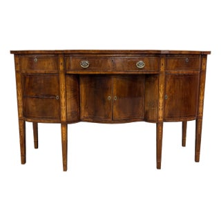 Antique Federal Style Satinwood Inlaid Bowfront Sideboard Server Buffet Credenza For Sale