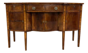 Antique Federal Style Satinwood Inlaid Bowfront Sideboard Server Buffet Credenza