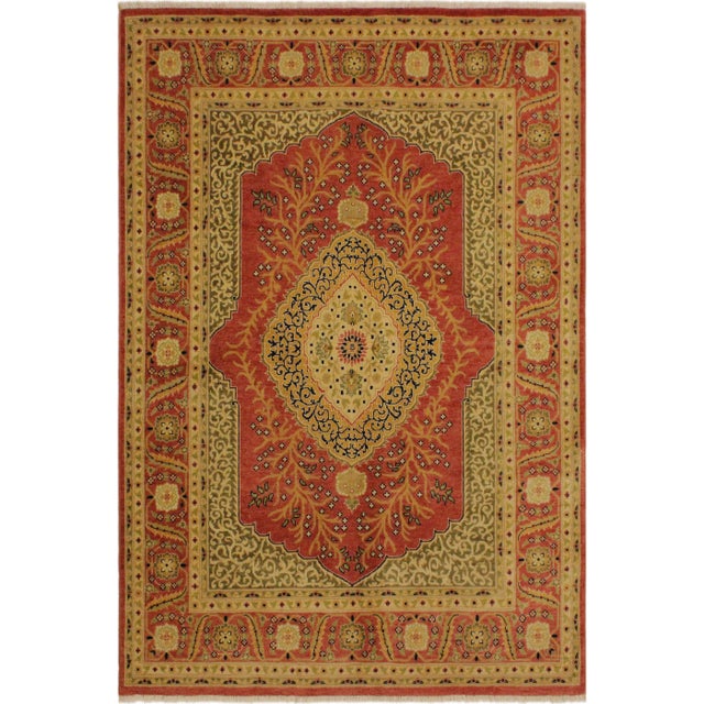 Pink 1980s Shabby Chic Rust/Gold Turkish Hand-Knotted Rug -4'10 X 5'11 For Sale - Image 8 of 8