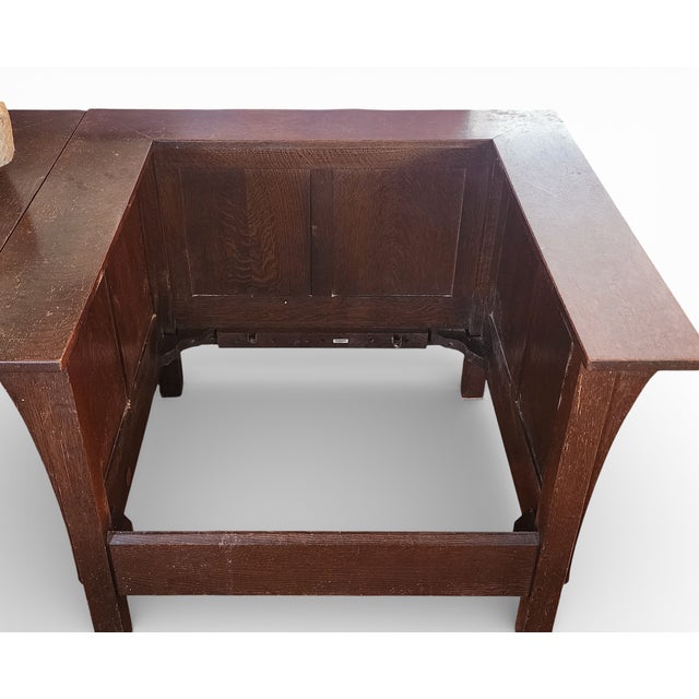 Pair 1990s Stickley Quartered Oak Mission Arts & Crafts Prairie Armchairs For Sale - Image 17 of 18