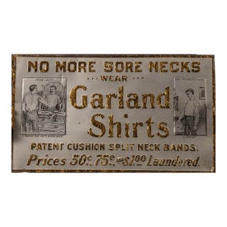 Antique Garland Shirts Tin-Over-Cardboard Sign For Sale