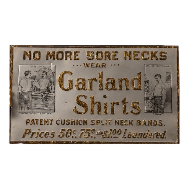 Antique Garland Shirts Tin-Over-Cardboard Sign For Sale
