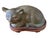 Old Bronze Chinoiserie Han Style Recumbent Kitten Sculpture on Wood Stand For Sale - Image 4 of 8
