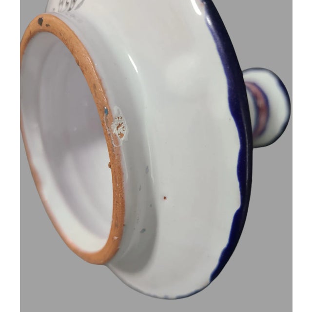 Vintage Hand Painted Colorful Terra-Cotta Mexican Talavera Chamber Candle Stick For Sale - Image 6 of 8