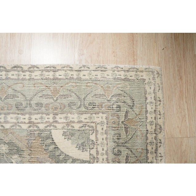 Traditional 4x6 Selene Oriental Green Floral Traditional Hand Knotted Wool Carpet Rug For Sale - Image 3 of 6