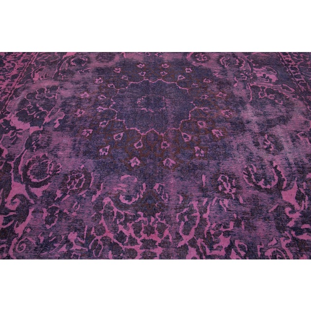Allover Designed Antique Room Size Wool Rug Persian Overdyed in Purple For Sale - Image 9 of 10