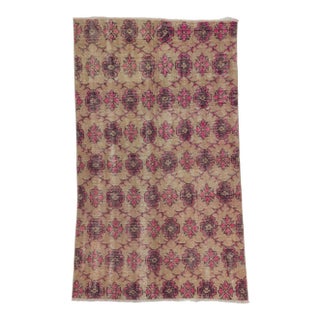 Vintage Turkish Hand-Knotted Rug - 4'3" x 6'10" For Sale