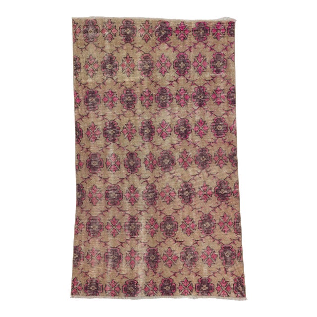 Vintage Turkish Hand-Knotted Rug - 4'3" x 6'10" For Sale